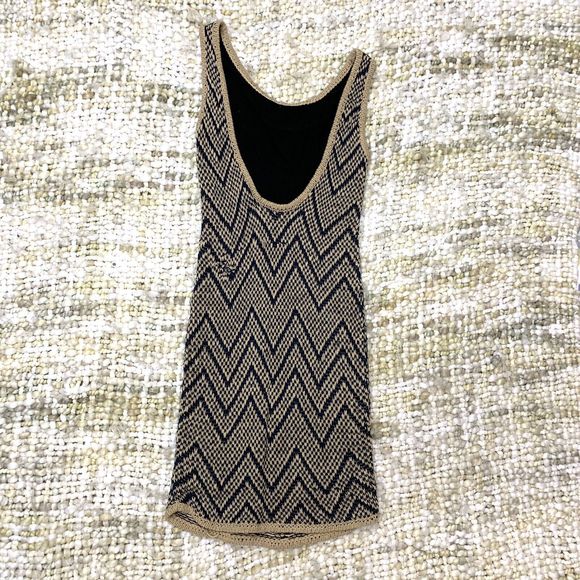 Rag Bone Knit Sleeveless Tank Dress Tan and Blue Exclusive Cotton Silk Small - Picture 3 of 5